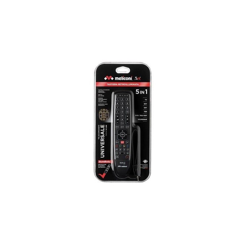 Meliconi Facile 5.1 LED remote control IR Wireless DTT, DVD Blu-ray, SAT, TV Press buttons