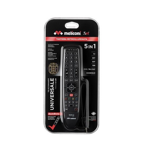 Meliconi Facile 5.1 LED mando a distancia IR inalámbrico DTT, DVD Blu-ray, SAT, TV Botones