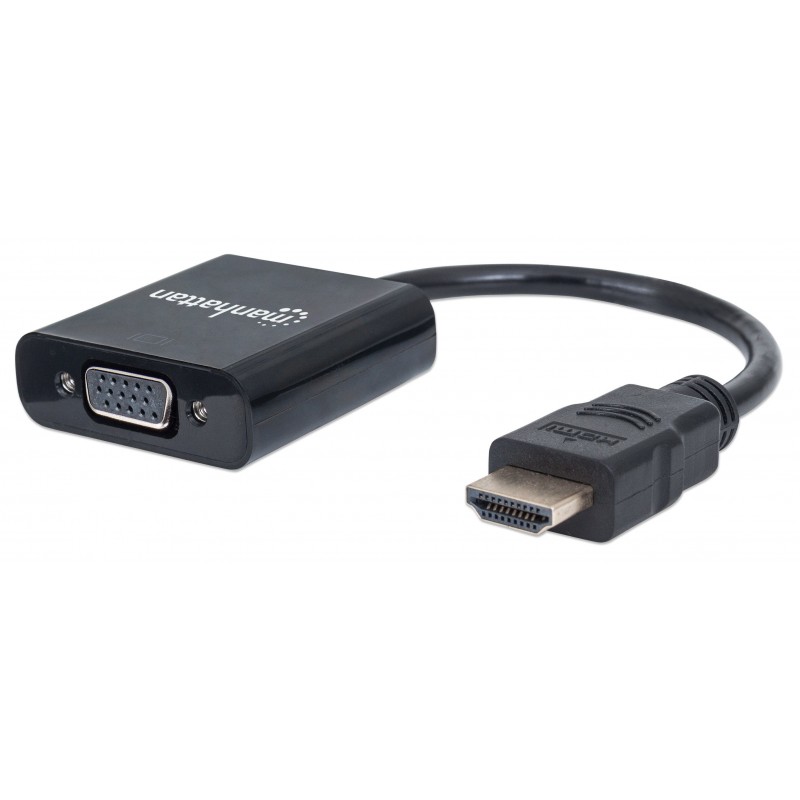 Manhattan HDMI to VGA Converter cable, 1080p, 30cm, Male to Female, Equivalent to Startech HD2VGAE2, Micro-USB Power Input Port