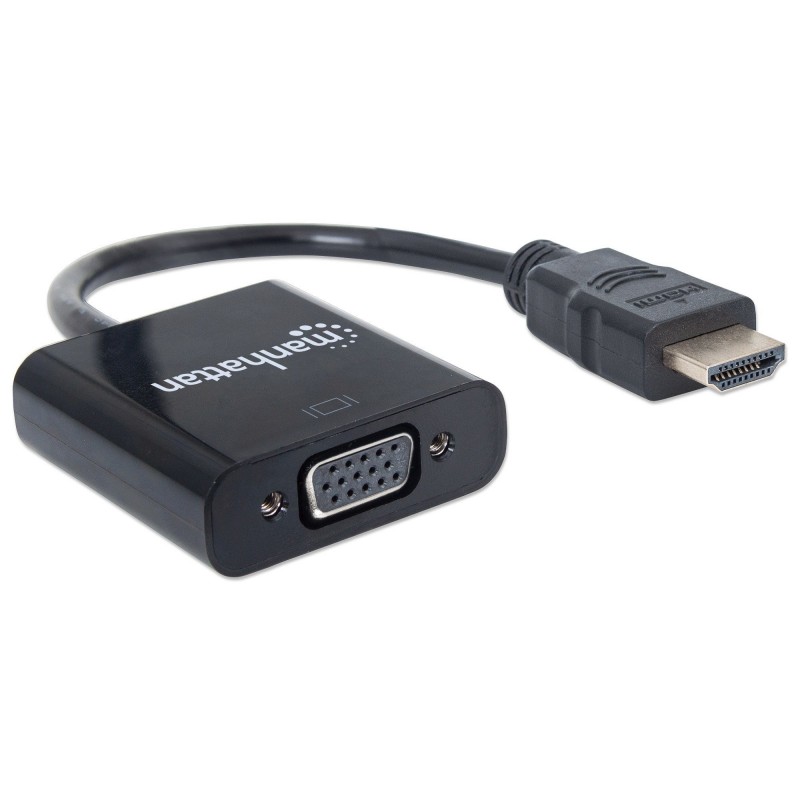 Manhattan HDMI to VGA Converter cable, 1080p, 30cm, Male to Female, Equivalent to Startech HD2VGAE2, Micro-USB Power Input Port