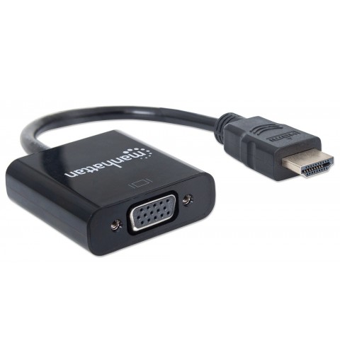 Manhattan HDMI to VGA Converter cable, 1080p, 30cm, Male to Female, Equivalent to Startech HD2VGAE2, Micro-USB Power Input Port