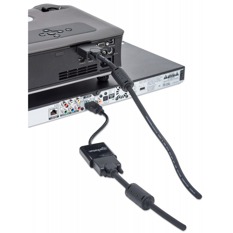 Manhattan 151436 adaptador de cable de vídeo 0,3 m HDMI tipo A (Estándar) VGA (D-Sub) Negro