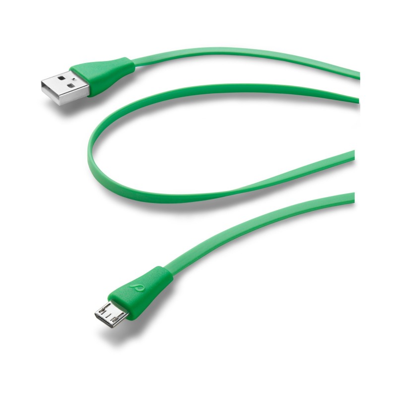 Cellularline USB Data Cable Color - Micro USB Cavo dati colorato e in materiale antigroviglio Verde