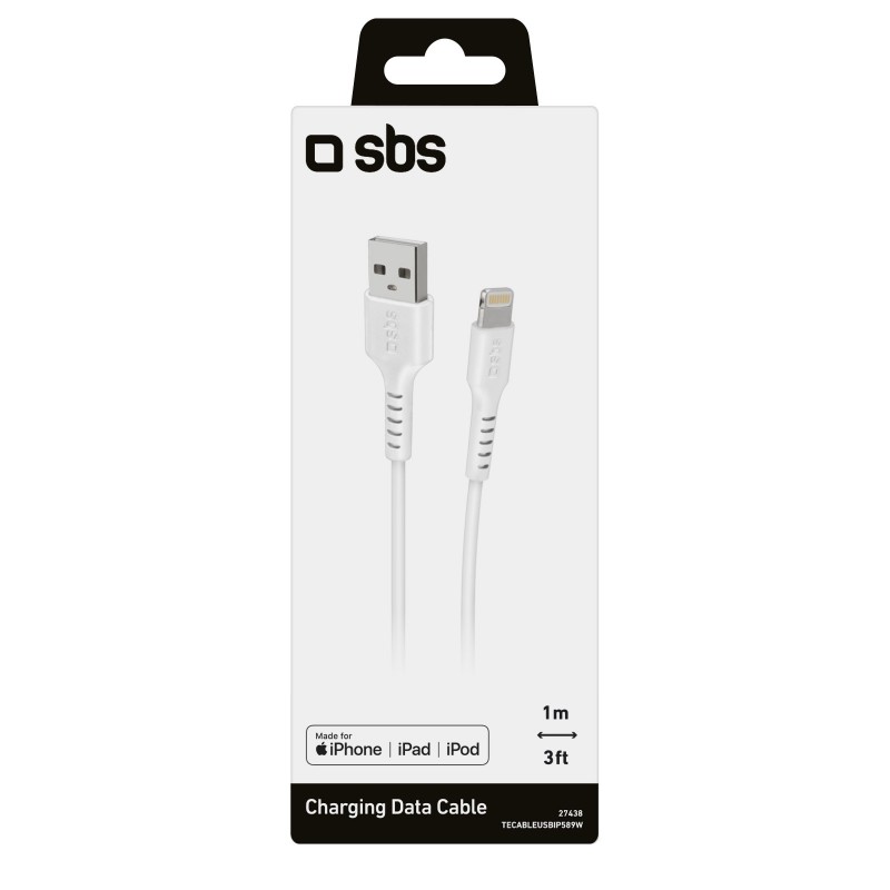 SBS TECABLEUSBIP589W câble Lightning 1 m Blanc