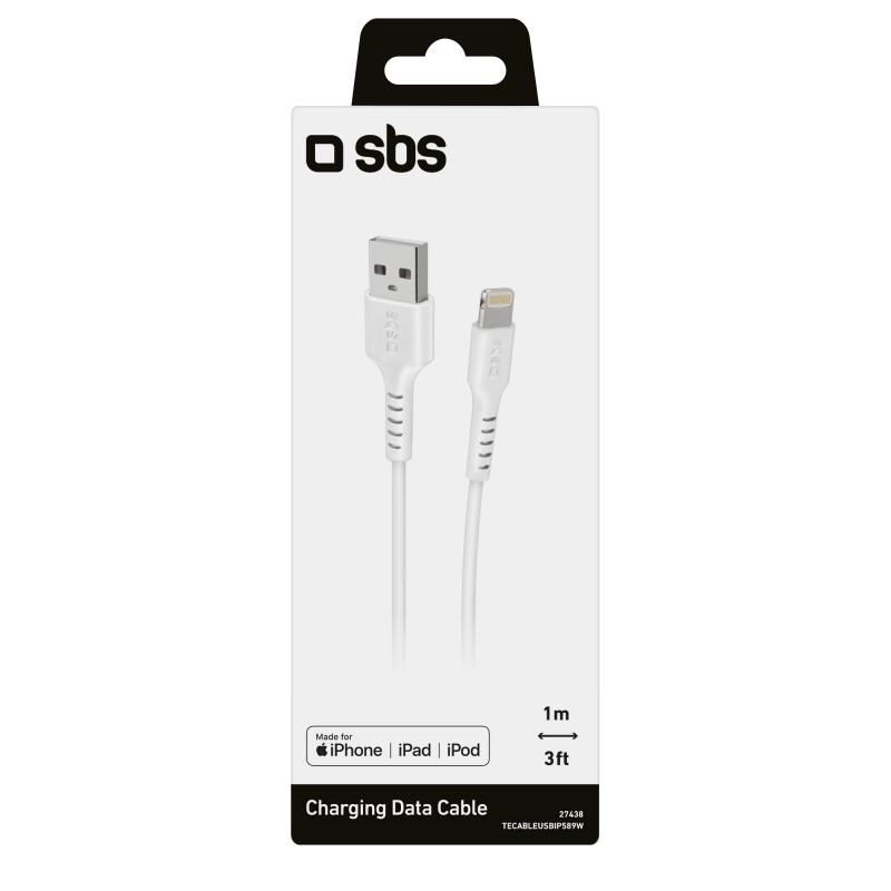 SBS TECABLEUSBIP589W cavo Lightning 1 m Bianco