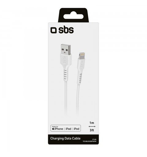 SBS TECABLEUSBIP589W cavo Lightning 1 m Bianco
