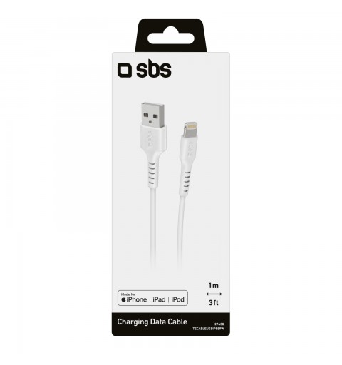 SBS TECABLEUSBIP589W Lightning-Kabel 1 m Weiß