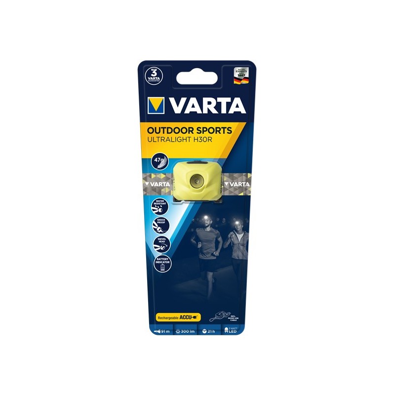 Varta OUTDOOR SPORTS ULTRALIGHT H30R Lime Torcia a fascia LED