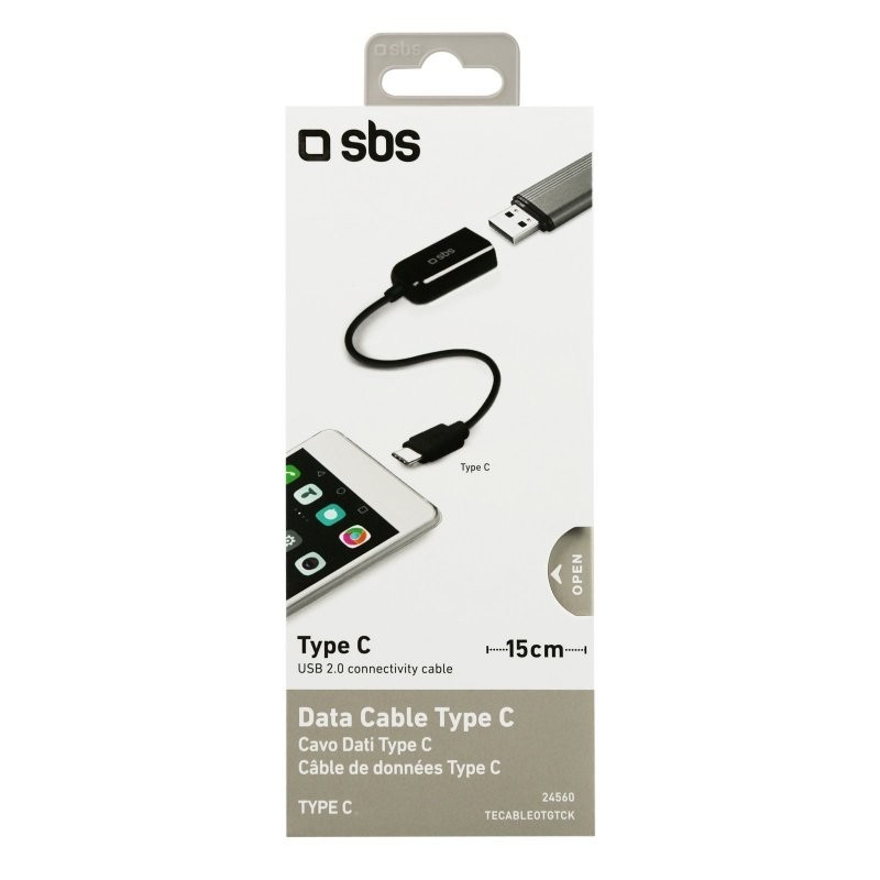 SBS TEKABELOTGTCK cable USB 0,15 m USB 2.0 USB A USB C Negro