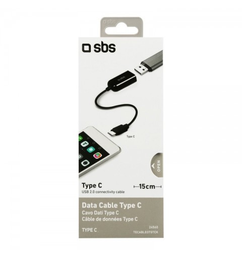 SBS TEKABELOTGTCK cable USB 0,15 m USB 2.0 USB A USB C Negro