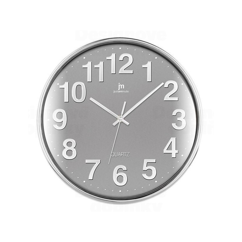 Lowell Justaminute 00816 Horloge murale à quartz Cercle Chrome, Gris