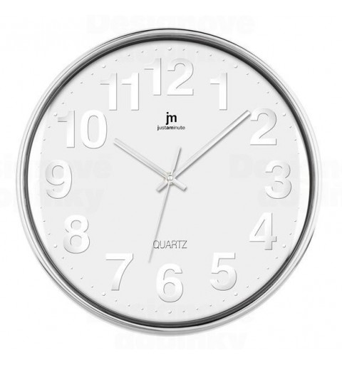 Lowell 00816 Horloge murale à quartz Cercle Chrome, Blanc