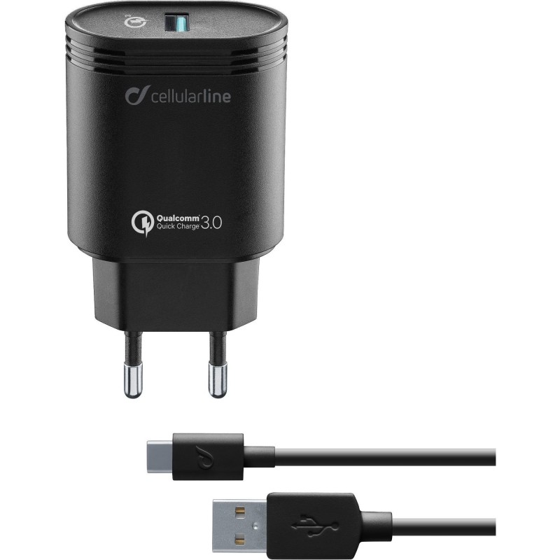 Cellularline USB Charger Kit QC - Type-C, Nero