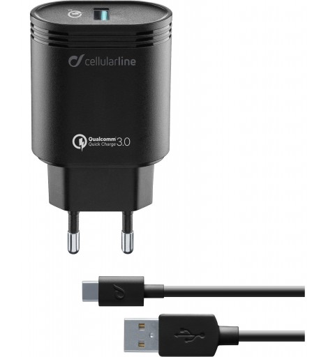 Cellularline USB Charger Kit QC - Type-C, Nero