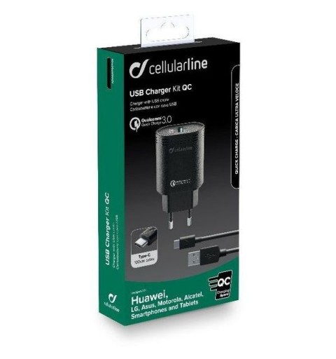 Cellularline USB Charger Kit QC - Type-C, Nero