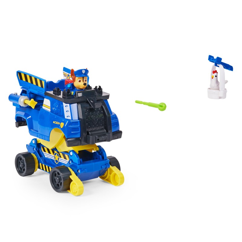 PAW Patrol LA PAT' PATROUILLE - VÉHICULE RISE & RESCUE CHASE - Véhicule de Police Transformable Avec 2 Figurines À