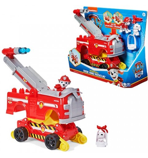 PAW Patrol Vehículo de juguete transformable Rise and Rescue de Marshall con figuras de acción y accesorios