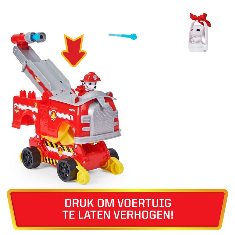 PAW Patrol Vehículo de juguete transformable Rise and Rescue de Marshall con figuras de acción y accesorios