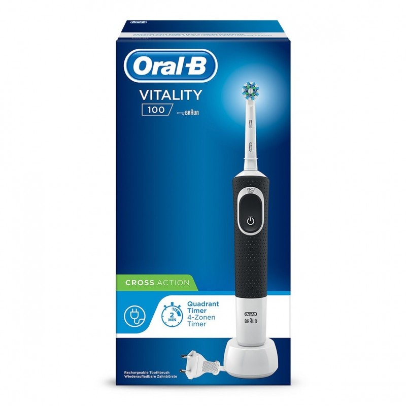 Oral-B Vitality 100 CrossAction Adulte Brosse à dents rotative oscillante Noir, Blanc