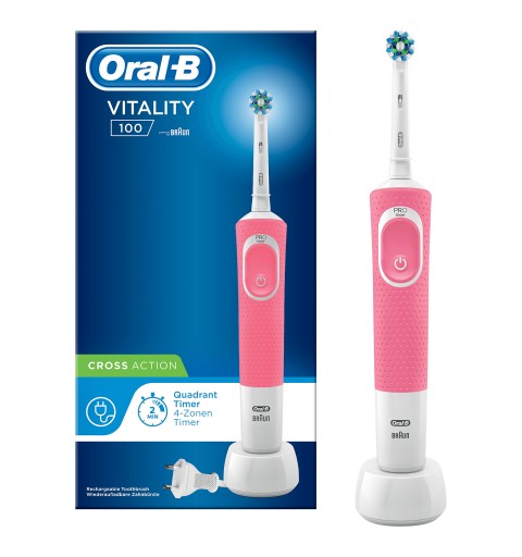 Oral-B Vitality 100 Hangable Box Adulte Brosse à dents rotative oscillante Blanc, Rose