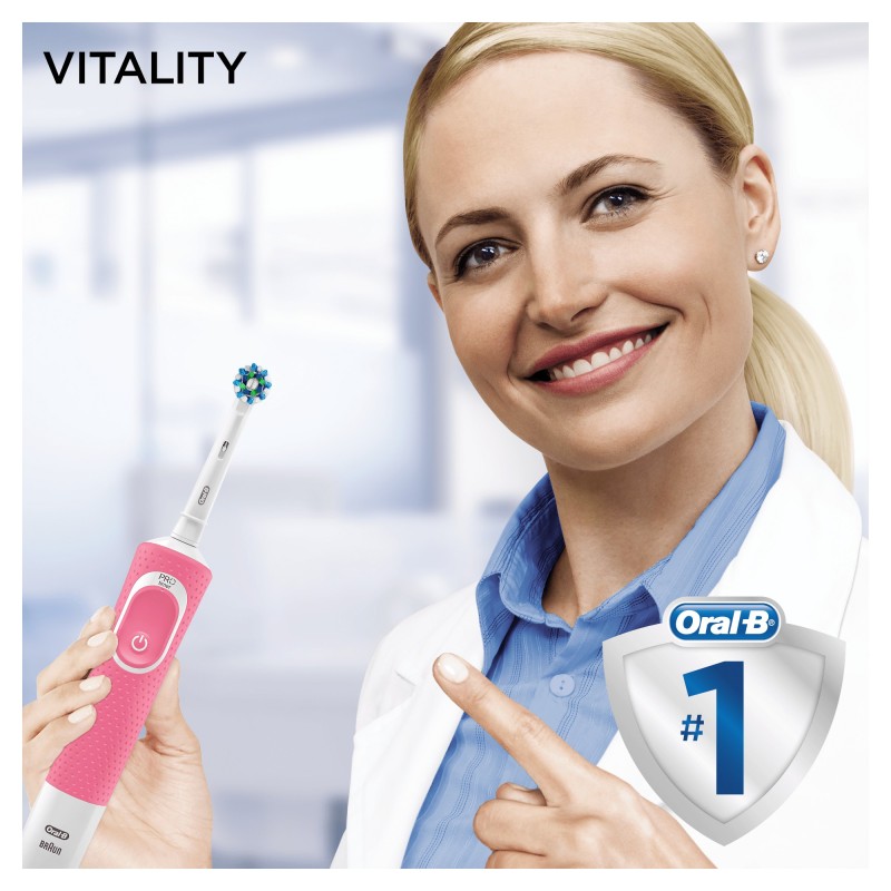 Oral-B Vitality 100 Hangable Box Adult Rotating-oscillating toothbrush White, Pink