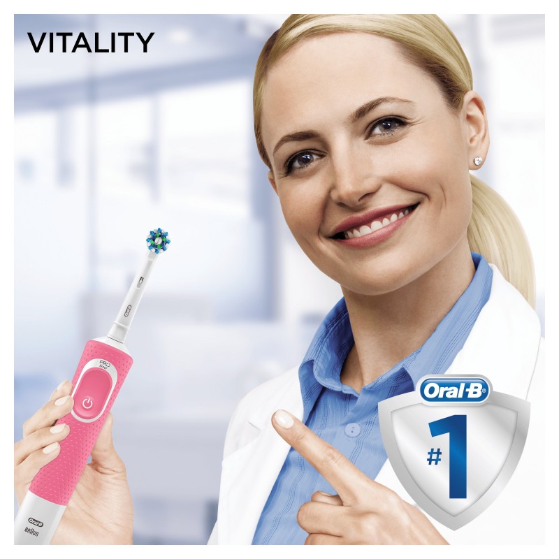 Oral-B Vitality 100 Hangable Box Erwachsener Rotierende-vibrierende Zahnbürste Weiß, Pink