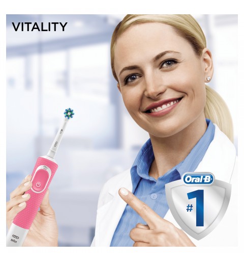 Oral-B Vitality 100 Hangable Box Adulte Brosse à dents rotative oscillante Blanc, Rose