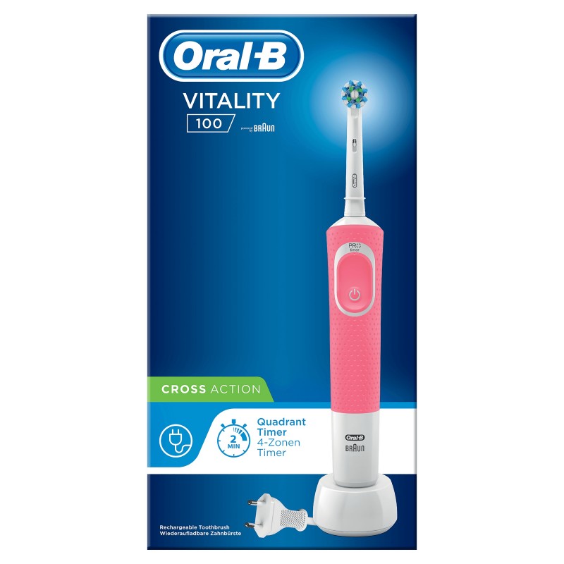 Oral-B Vitality 100 Hangable Box Adult Rotating-oscillating toothbrush White, Pink