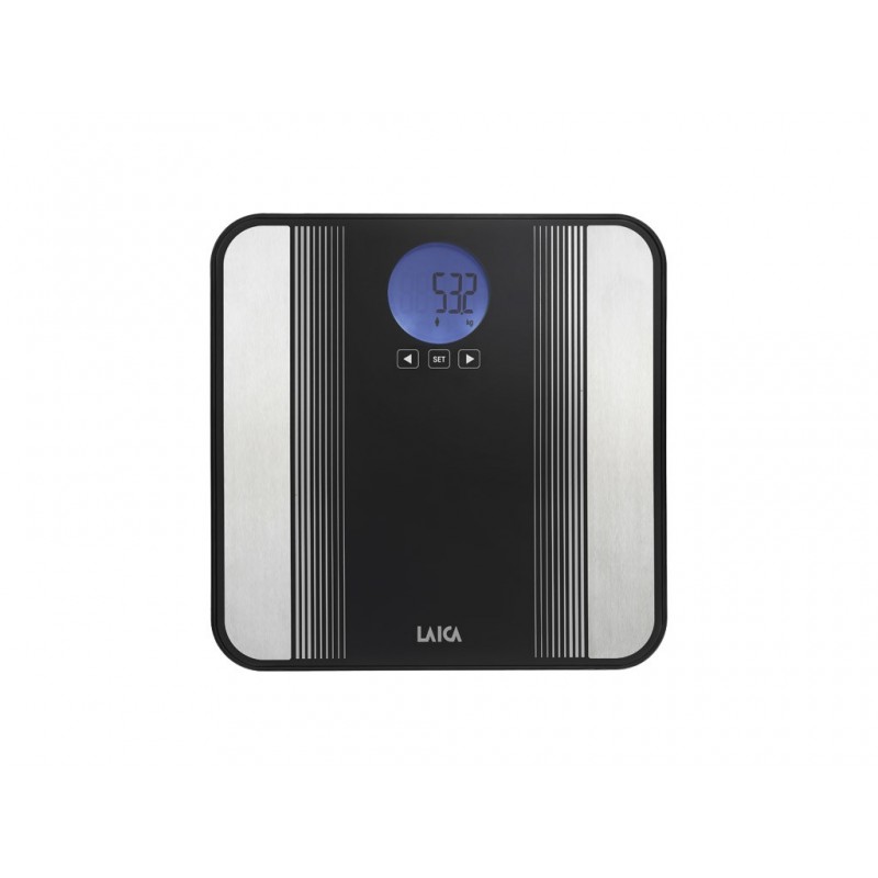 Laica PS5012 balance Carré Noir, Acier inoxydable, Blanc Pèse-personne électronique