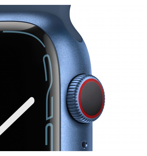 Apple Watch Series 7 GPS + Cellular, 45mm Cassa in Alluminio Blu con Cinturino Sport Azzurro