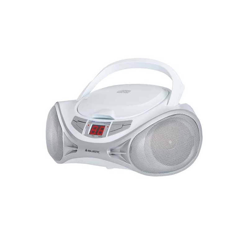 New Majestic AH-1262R AX Reproductor de CD portátil Plata, Blanco