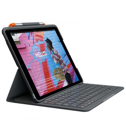 Logitech Slim Folio for iPad (7th, 8th, & 9th generation) Graphit Bluetooth QWERTY Italienisch