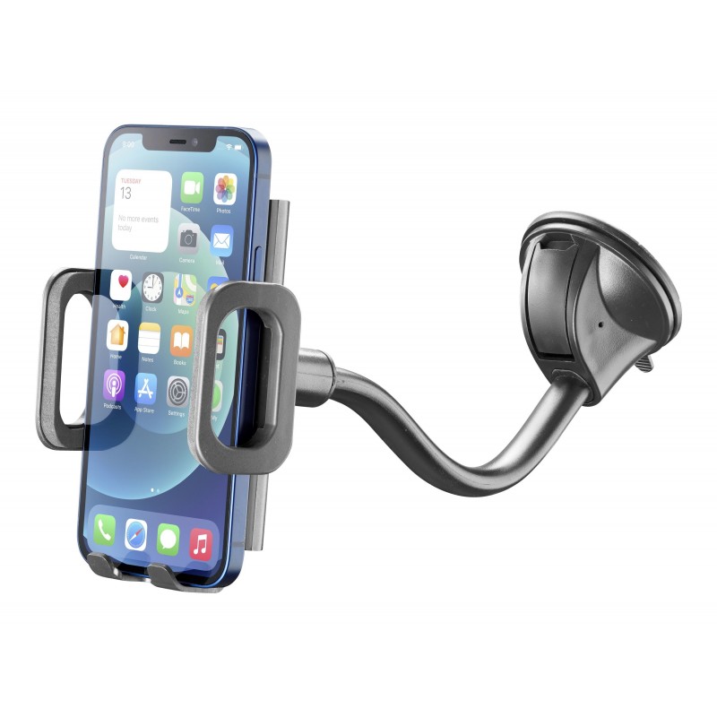 Cellularline Hug Flexi - Universal Supporto smartphone da auto con fissaggio a ventosa Nero