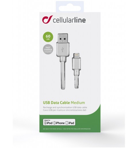 Cellularline USB DATA CABLE MEDIUM - Lightning Cavo USB da 60cm Bianco