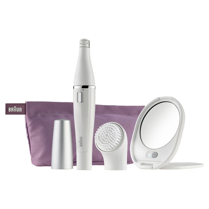 Braun Épilateur visage & brosse nettoyage facial Visage 830 édition Premium avec miroir et trousse de toilette