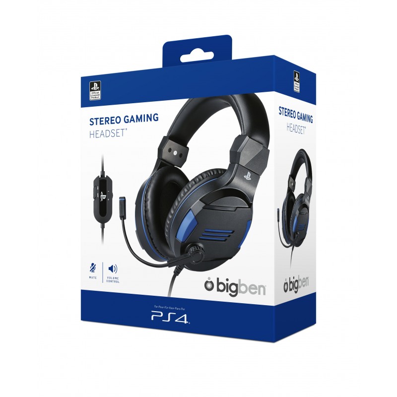 Bigben Interactive PS4OFHEADSETV3 auricular y casco Auriculares Alámbrico Diadema Juego Negro, Azul