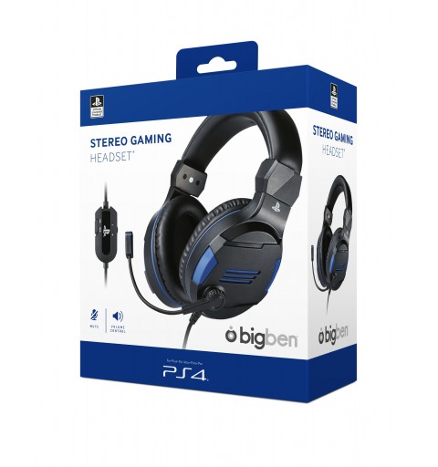Bigben Interactive PS4OFHEADSETV3 auricular y casco Auriculares Alámbrico Diadema Juego Negro, Azul