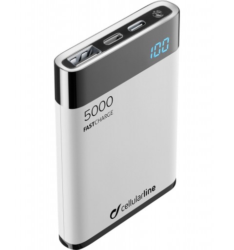 Cellularline FreePower Manta HD 5000i - Lightning Caricabatterie portatile ultrapiccolo con celle ad alta densità Bianco