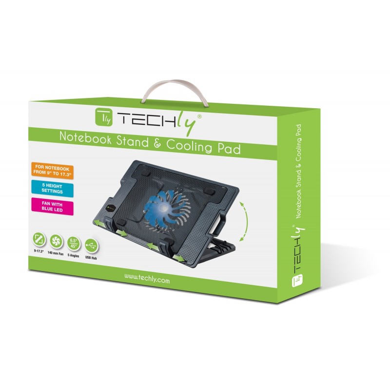 Techly Supporto per notebook fino a 17.3" con sistema di raffreddamento