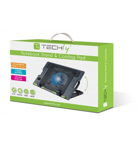 Techly Supporto per notebook fino a 17.3" con sistema di raffreddamento