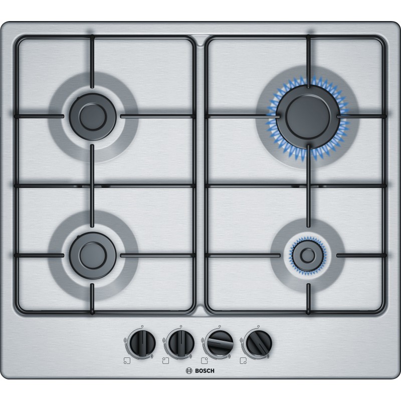 Bosch Serie 4 PGP6B5B85 hob Stainless steel Built-in 58 cm Gas 4 zone(s)