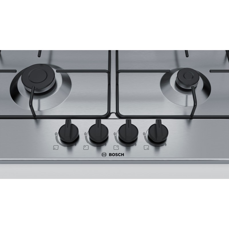 Bosch Serie 4 PGP6B5B85 hob Stainless steel Built-in 58 cm Gas 4 zone(s)