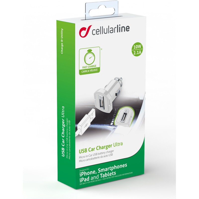 Cellularline MICROCBRUSB2AW mobile device charger White Auto