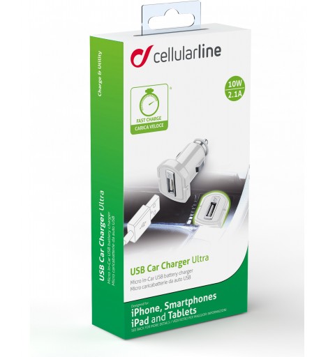 Cellularline MICROCBRUSB2AW mobile device charger White Auto