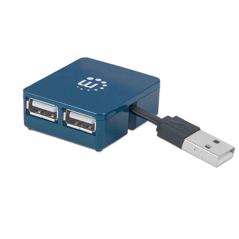 Manhattan 4-Port USB 2.0 Micro Hub, USB-A-Stecker auf 4 x USB-A-Buchse, 480 Mbit s Datenübertragungsrate, Stromversorgung über