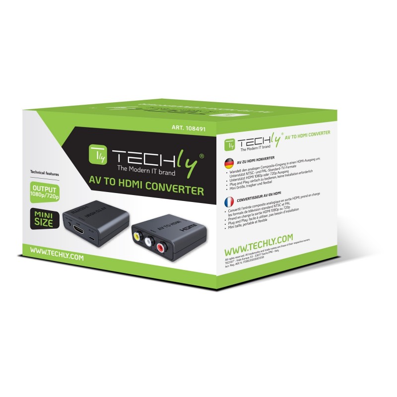 Techly Convertitore AV 3 RCA ad HDMI