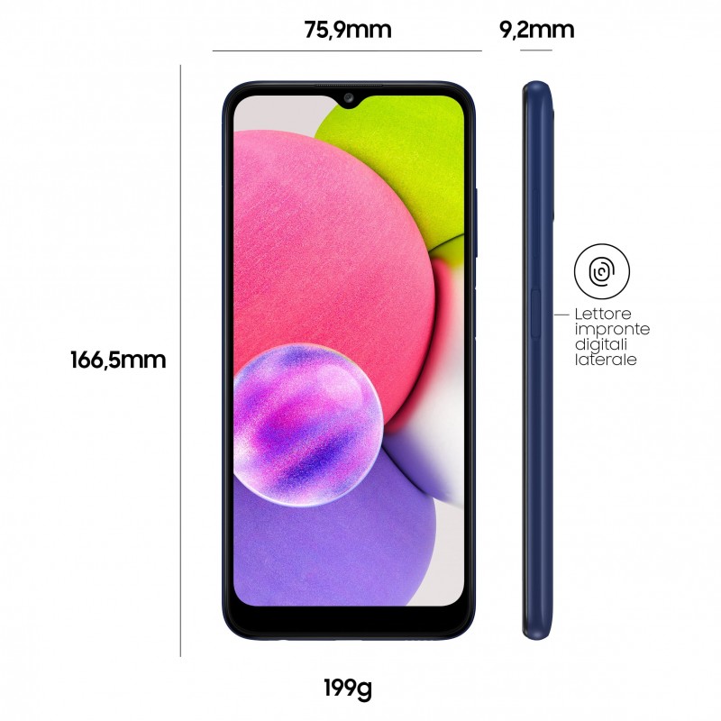 Samsung Galaxy A03s SM-A037GZBNEUE smartphone 16,5 cm (6.5") Double SIM Android 11 4G USB Type-C 3 Go 32 Go 5000 mAh Bleu