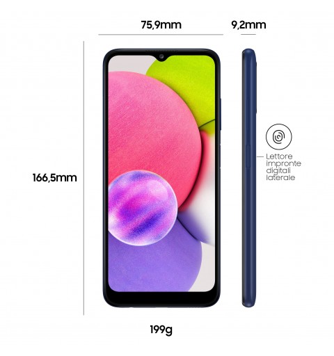 Samsung Galaxy A03s SM-A037GZBNEUE smartphone 16,5 cm (6.5") Double SIM Android 11 4G USB Type-C 3 Go 32 Go 5000 mAh Bleu