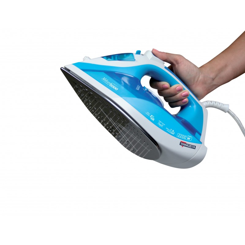 Termozeta Milord 8000 Plancha a vapor Suela de acero inoxidable 2200 W Azul, Blanco