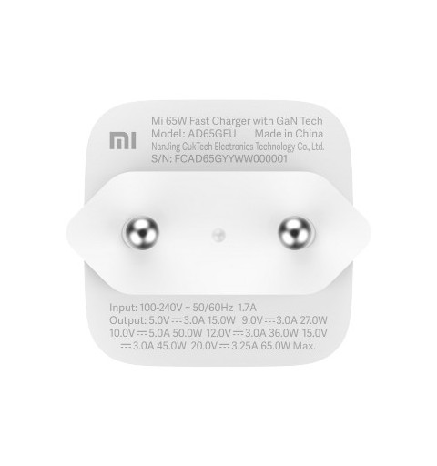 Xiaomi Mi 65W Fast Charger with GaN Tech Bianco Interno